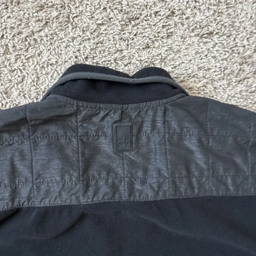 Calvin Klein Jacket Mens XL Black Full Zip Fleece Polyester Jacket Vintage New